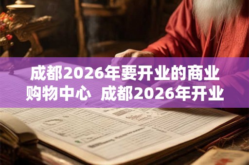成都2026年要开业的商业购物中心  成都2026年开业购物中心