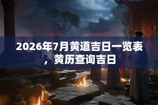 2026年7月黄道吉日一览表，黄历查询吉日