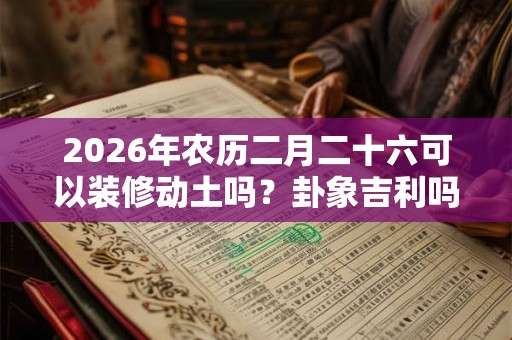 2026年农历二月二十六可以装修动土吗？卦象吉利吗？