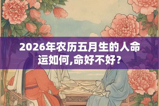 2026年农历五月生的人命运如何,命好不好？
