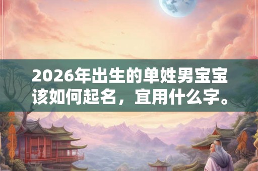 2026年出生的单姓男宝宝该如何起名，宜用什么字。