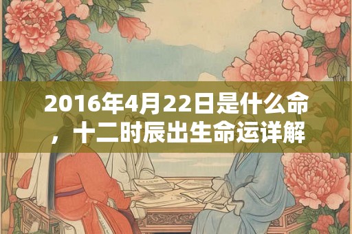 2016年4月22日是什么命，十二时辰出生命运详解