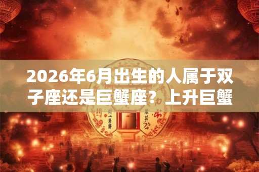 2026年6月出生的人属于双子座还是巨蟹座？上升巨蟹配对