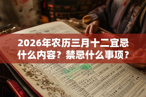 2026年农历三月十二宜忌什么内容？禁忌什么事项？