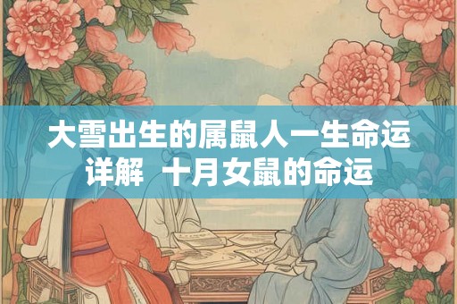 大雪出生的属鼠人一生命运详解  十月女鼠的命运