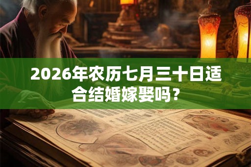 2026年农历七月三十日适合结婚嫁娶吗？