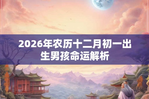 2026年农历十二月初一出生男孩命运解析