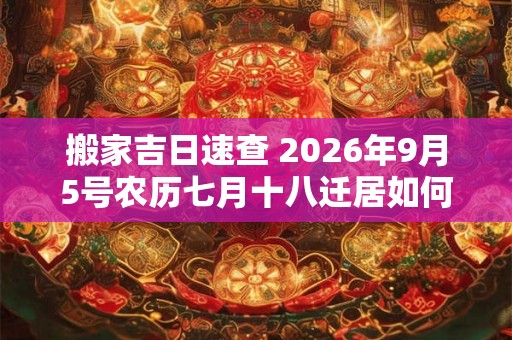 搬家吉日速查 2026年9月5号农历七月十八迁居如何