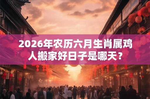 2026年农历六月生肖属鸡人搬家好日子是哪天？
