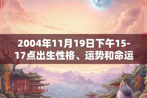 2004年11月19日下午15-17点出生性格、运势和命运