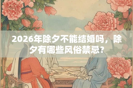 2026年除夕不能结婚吗，除夕有哪些风俗禁忌？