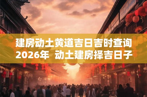 建房动土黄道吉日吉时查询2026年  动土建房择吉日子