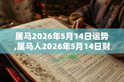 属马2026年5月14日运势,属马人2026年5月14日财运,生肖马2026年5月14日运势