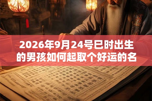 2026年9月24号巳时出生的男孩如何起取个好运的名字，五行属什么
