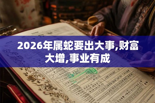 2026年属蛇要出大事,财富大增,事业有成