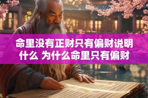 命里没有正财只有偏财说明什么 为什么命里只有偏财没有正财