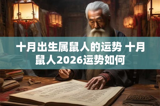 十月出生属鼠人的运势 十月鼠人2026运势如何