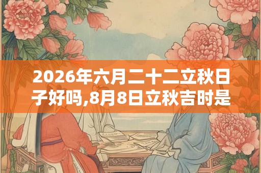 2026年六月二十二立秋日子好吗,8月8日立秋吉时是几点