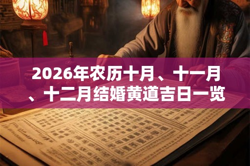 2026年农历十月、十一月、十二月结婚黄道吉日一览表！
