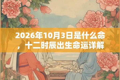 2026年10月3日是什么命，十二时辰出生命运详解