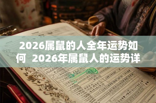 2026属鼠的人全年运势如何  2026年属鼠人的运势详解