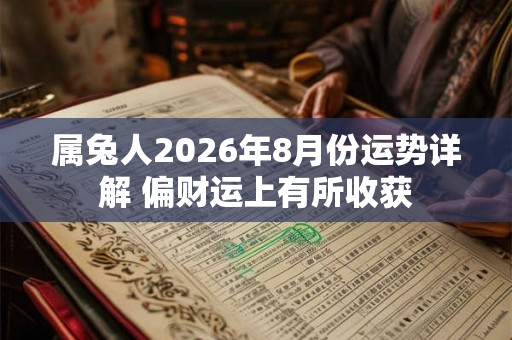属兔人2026年8月份运势详解 偏财运上有所收获 属兔人2026年8月份运势详解 偏财运上有所收获