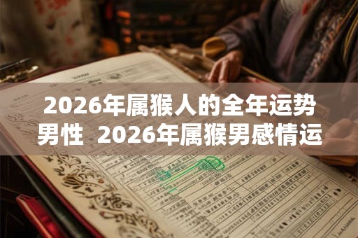 2026年属猴人的全年运势男性  2026年属猴男感情运势好不好