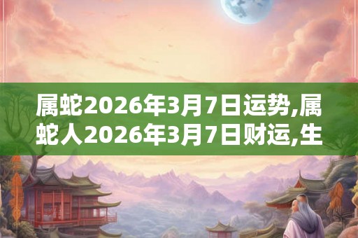 属蛇2026年3月7日运势,属蛇人2026年3月7日财运,生肖蛇2026年3月7日运势