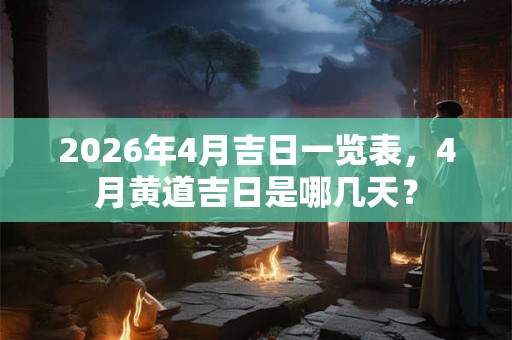 2026年4月吉日一览表，4月黄道吉日是哪几天？