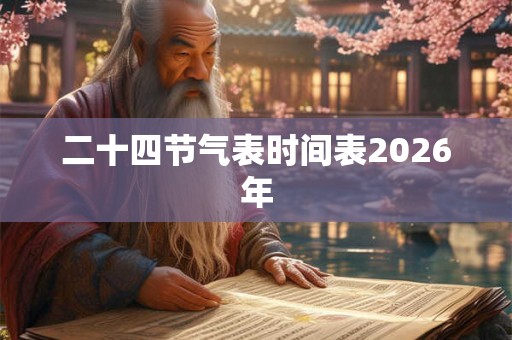 二十四节气表时间表2026年