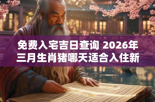 免费入宅吉日查询 2026年三月生肖猪哪天适合入住新房