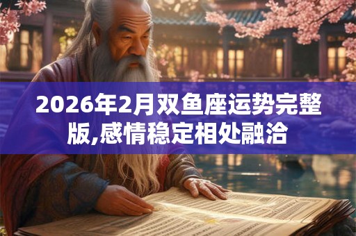 2026年2月双鱼座运势完整版,感情稳定相处融洽 2026年2月双鱼座运势完整版,感情稳定相处融洽