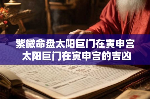 紫微命盘太阳巨门在寅申宫 太阳巨门在寅申宫的吉凶