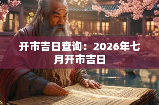 开市吉日查询：2026年七月开市吉日