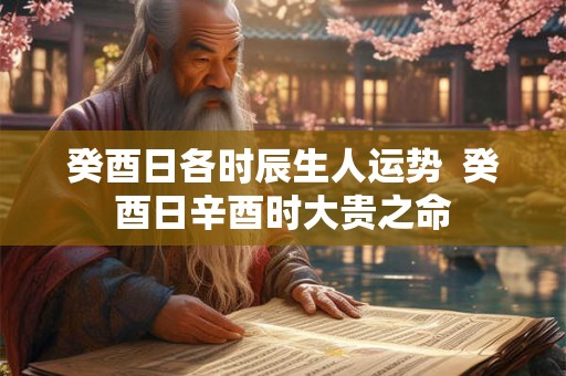 癸酉日各时辰生人运势  癸酉日辛酉时大贵之命