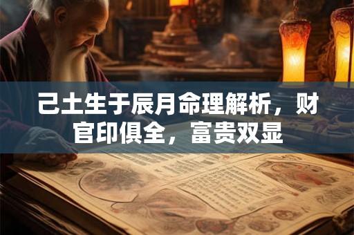 己土生于辰月命理解析,财官印俱全,富贵双显 己土生于辰月命理解析,财官印俱全,富贵双显