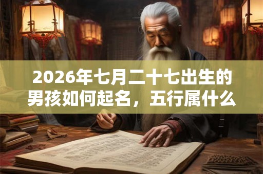 2026年七月二十七出生的男孩如何起名，五行属什么