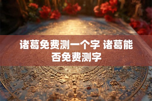 诸葛免费测一个字 诸葛能否免费测字 诸葛免费测一个字 诸葛能否免费测字