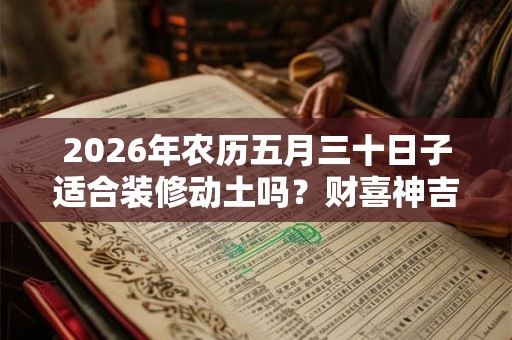 2026年农历五月三十日子适合装修动土吗？财喜神吉位在哪？