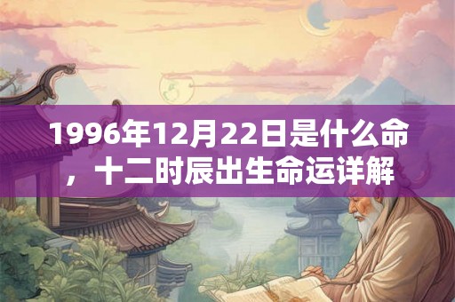 1996年12月22日是什么命，十二时辰出生命运详解