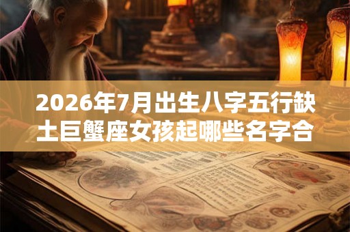 2026年7月出生八字五行缺土巨蟹座女孩起哪些名字合适