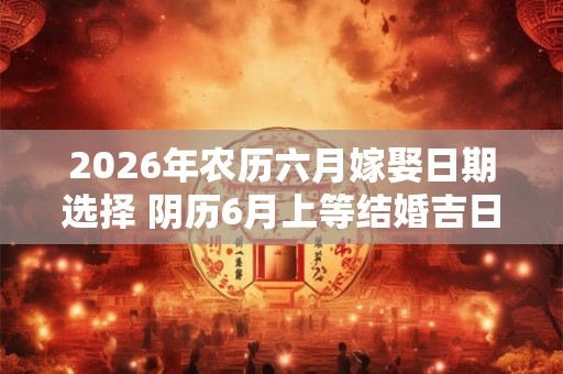 2026年农历六月嫁娶日期选择 阴历6月上等结婚吉日