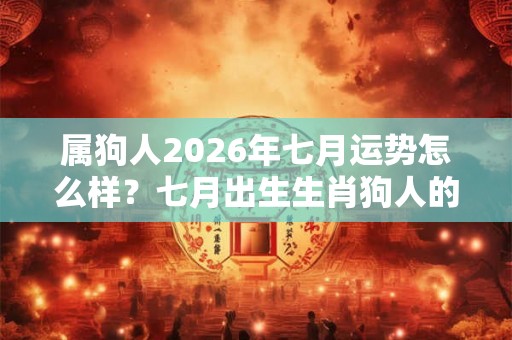 属狗人2026年七月运势怎么样？七月出生生肖狗人的命运