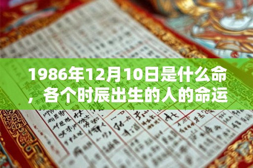 1986年12月10日是什么命，各个时辰出生的人的命运