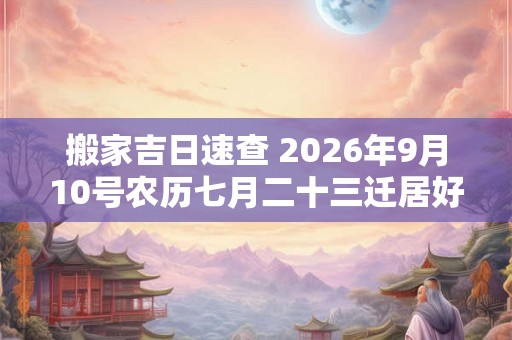 搬家吉日速查 2026年9月10号农历七月二十三迁居好不好
