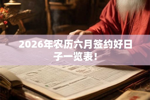 2026年农历六月签约好日子一览表！