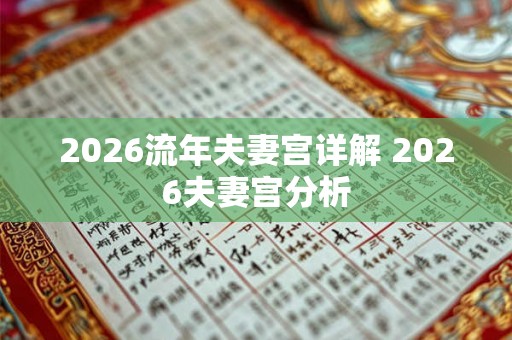 2026流年夫妻宫详解 2026夫妻宫分析 2026流年夫妻宫详解 2026夫妻宫分析