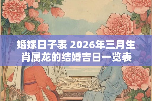 婚嫁日子表 2026年三月生肖属龙的结婚吉日一览表