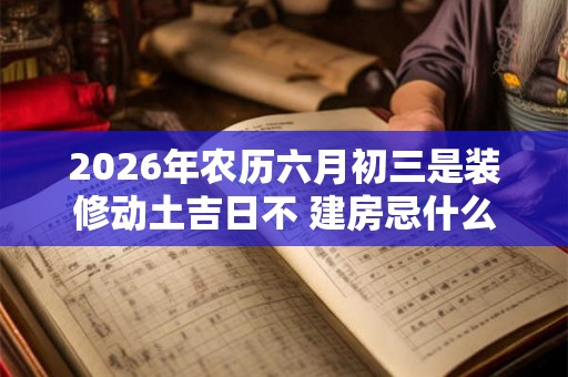 2026年农历六月初三是装修动土吉日不 建房忌什么日子