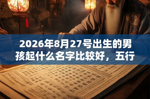 2026年8月27号出生的男孩起什么名字比较好，五行属什么